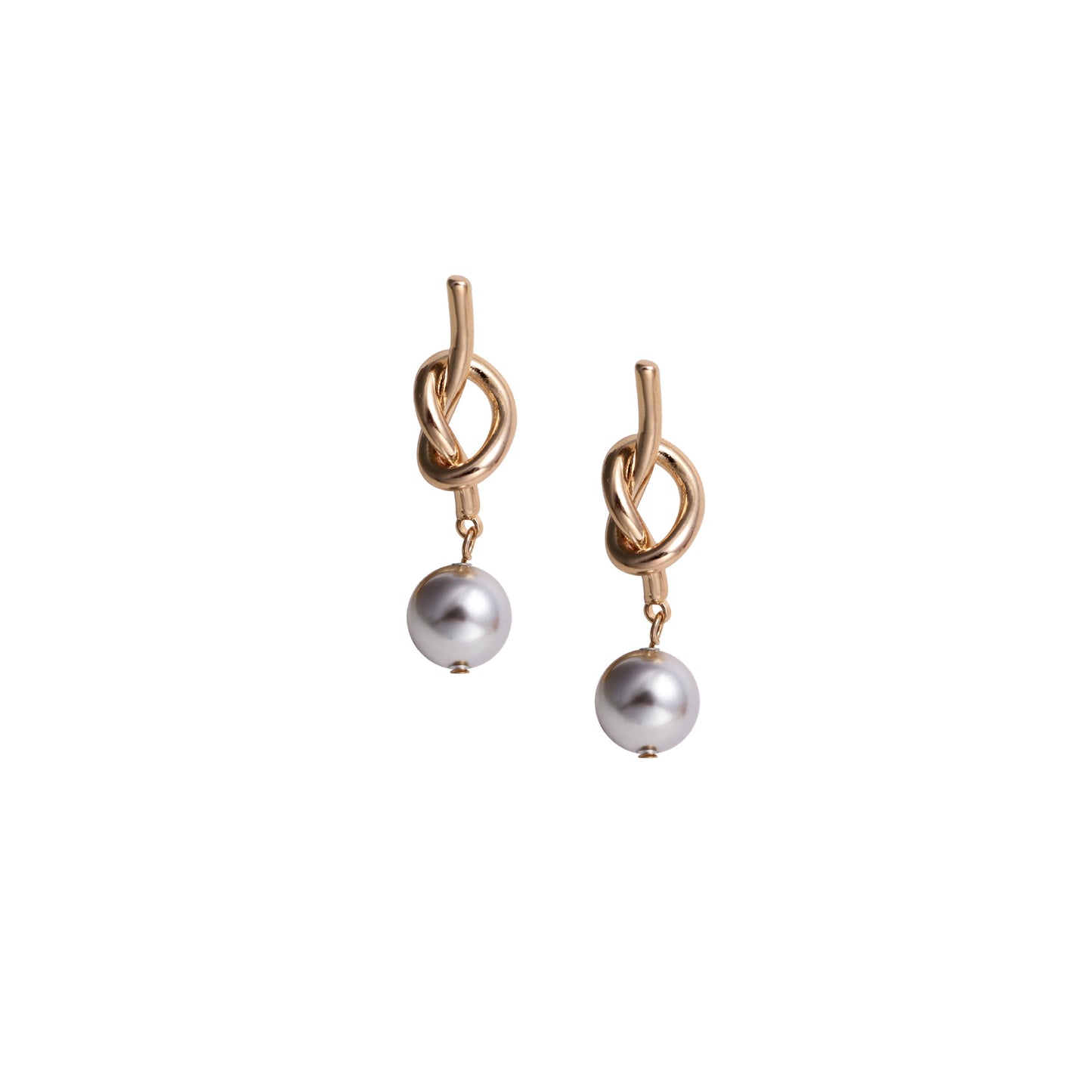 Rose Gold Love Knot Pearl Earrings