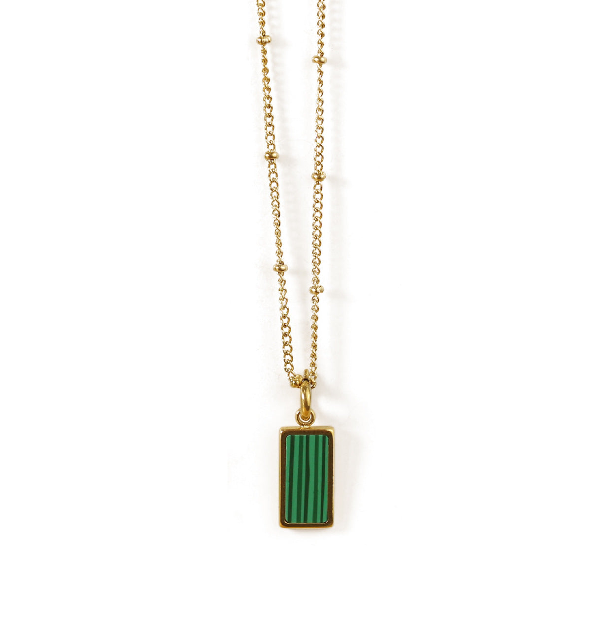 Gold-Plated Brass And Zirconia Square Pendant Necklace