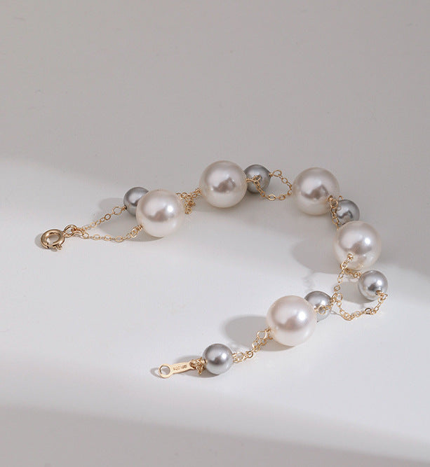 Fine Chain Elegant Style Multiple Pearl And Sliver Bead Bracelet