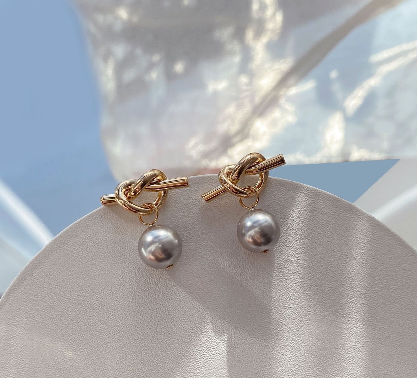 Heart Shape Gold-Plated Brass Pearl Earrings