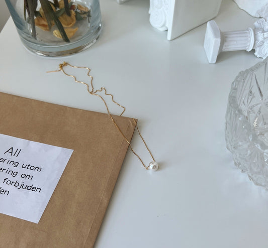 Sterling Silver Plated Single Pearl Necklace